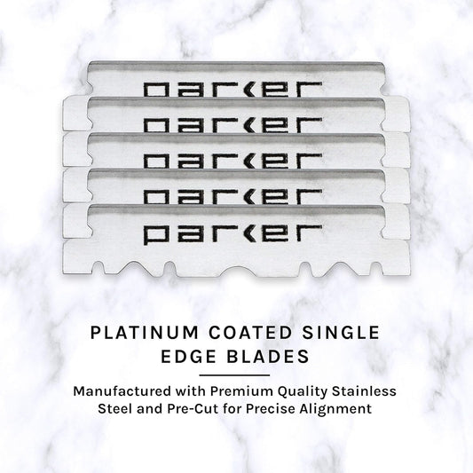 Parker Ptb Professional Straight Razor With Replaceable Blades โ All-Stainless-Steel Push-Type Design + 5 Parker Platinum Half Blades โ Barber-Grade Razor For Precision Shaving & Detailing