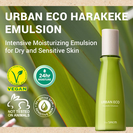 Thesaem Urban Eco Harakeke Emulsion 4.4 Fl.Oz - Vagan Face Lotion With Harakeke Extracts And Hyaluronic Acid – Oil & Moisture Balancing – Intensive Moisturizing Facial Emulsion