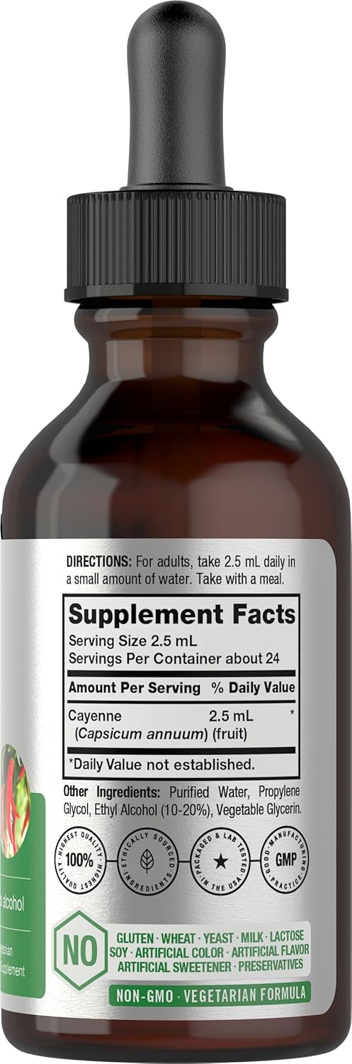 Horbäach Cayenne Pepper Tincture | 2 Fl Oz Liquid Extract | Vegetarian, Non-Gmo, Gluten Free Supplement