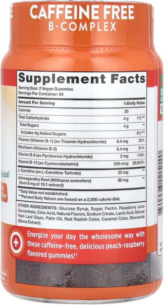 Nature's Truth Vitamin B Complex Gummies | 48 Count | with B-Vitamins, L-Carnitine & Ashwagandha | Vegan, Non-GMO & Gluten Free Supplement : Health & Household