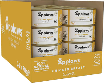 Applaws 100% Natural Wet Cat Food, Chicken Breast In Broth 70 G Tin, 24 X 70 G Tins9104464