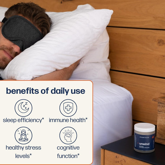 Avantera Premium Nootropic, Unwind | Support Healthy Stress Levels & Immune System, Gut Health & Improve Sleep Efficiency | 30 Day Supply