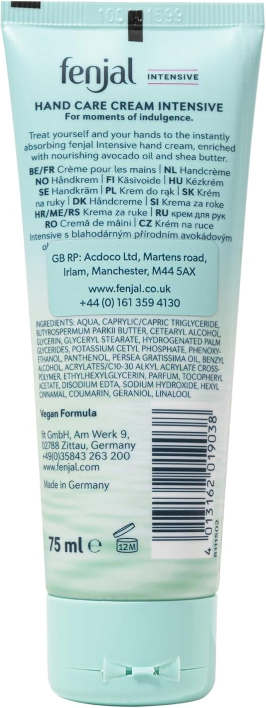 Fenjal Intensive Hand Crème, Nourished & Smooth Hands, Quick Absorption, Bergamot & Vanilla, 75 Ml