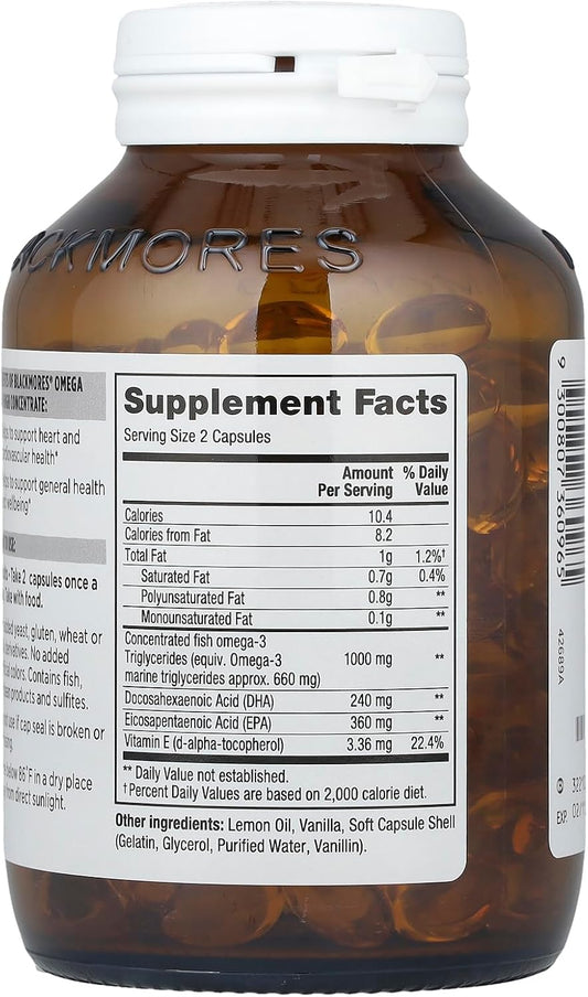 Blackmores Omega Mini, High Concentrate, 200 Capsules