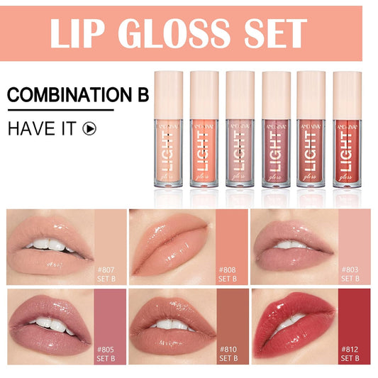 Cahiuyoa Plumping Moisturizing Lip Gloss Lipgloss,Nude Lip Gloss Lip Stain Long Lasting Waterproof,Shine Glossy Liquid Lipstick For Women Girls Lip Makeup Gift - 06