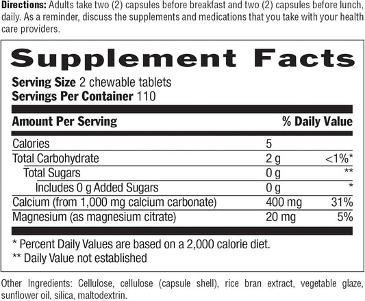 Country Life Acid Rescue Chewable Tablets - Certified Vegan & Gluten-Free Heartburn Relief, 400Mg Calcium & Magnesium, Non-Gmo, Sugar-Free Mint Flavor, Supports Bone Health, 220 Count