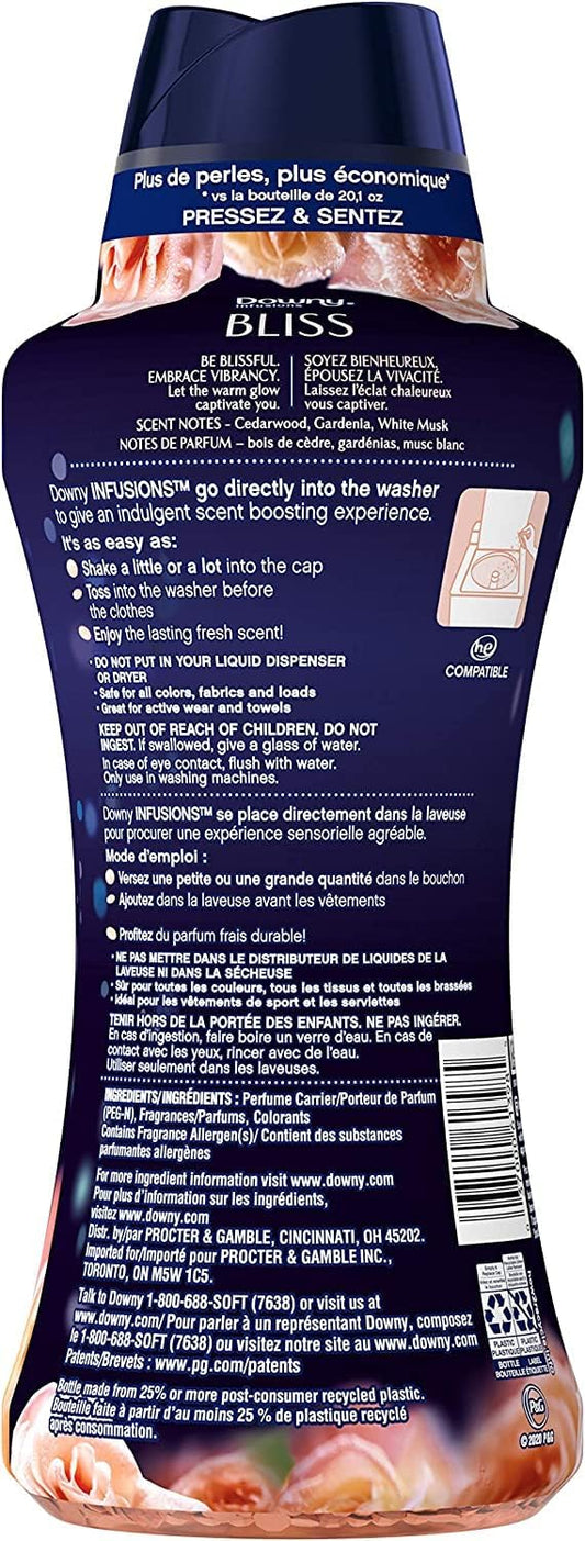 Downy Infusions Laundry Scent Booster Beads For Washer, Bliss, Sparkling Amber & Rose, 26.5 Oz