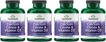 Swanson Calcium Citrate & Vitamin D3 250 Tabs 4 Pack