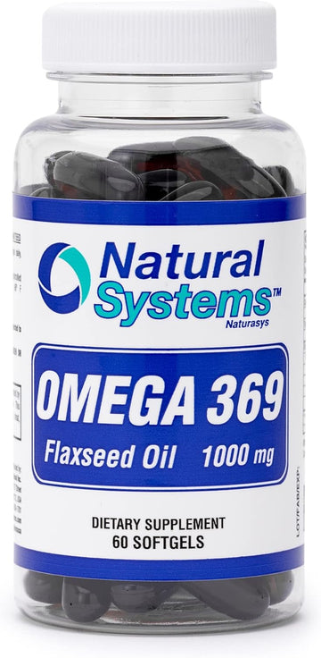 Omega 369 1000 Mg 60 Softgels By Natural Systems - Triple Omega 3-6-9 Flax Seed Oil Supplements - Flax Seed Oil Omega With Essential Fatty Acids | Support Heart And Circulatory Health