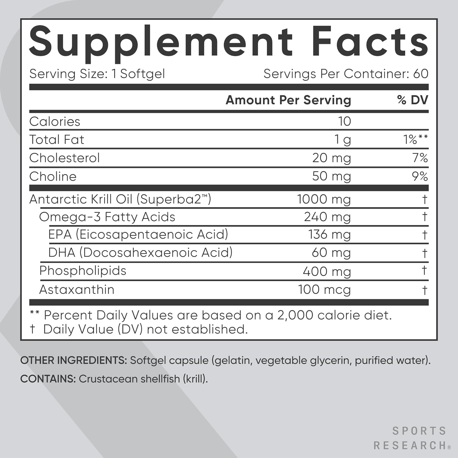 Sports Research Antarctic Krill Oil Omega 3 1000Mg (Double Strength) With Phospholipids, Choline & Astaxanthin, Triple Strength Omega 3 Fish Oil Single-Source Wild Alaska Pollock 1250Mg, Vitamin D3 K2