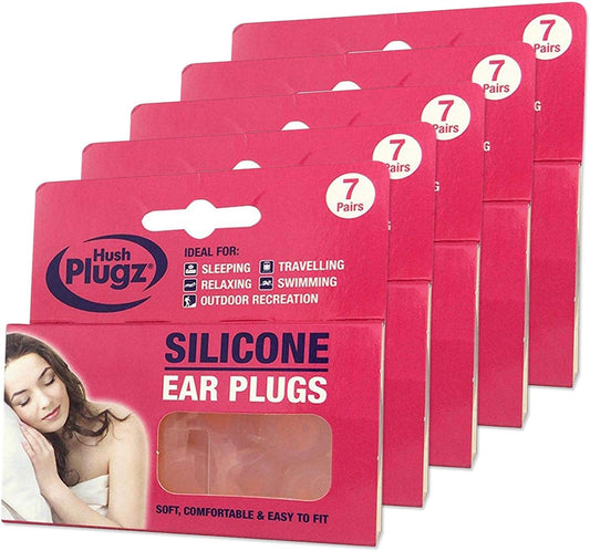 Hush 7 Pairs Plugz Silicone Earplugs - Pack Of 7 (5 Packs)