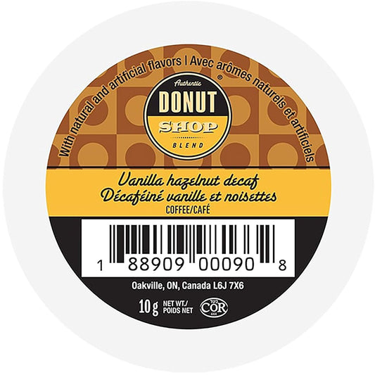 Authentic Donut Shop Blend Decaf Vanilla Hazelnut Single Serve Cups for Keurig K Cup Brewers, 24 Count