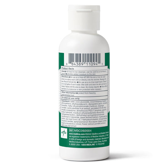 Medline Remedy Clinical Hydrating Shampoo & Body Wash (4 Fl Oz), 48 Count, Vanilla Scent, Cleanser, No-Rinse, Adults, Kids, Shower Or Bedside, Dimethicone, Sulfate Free