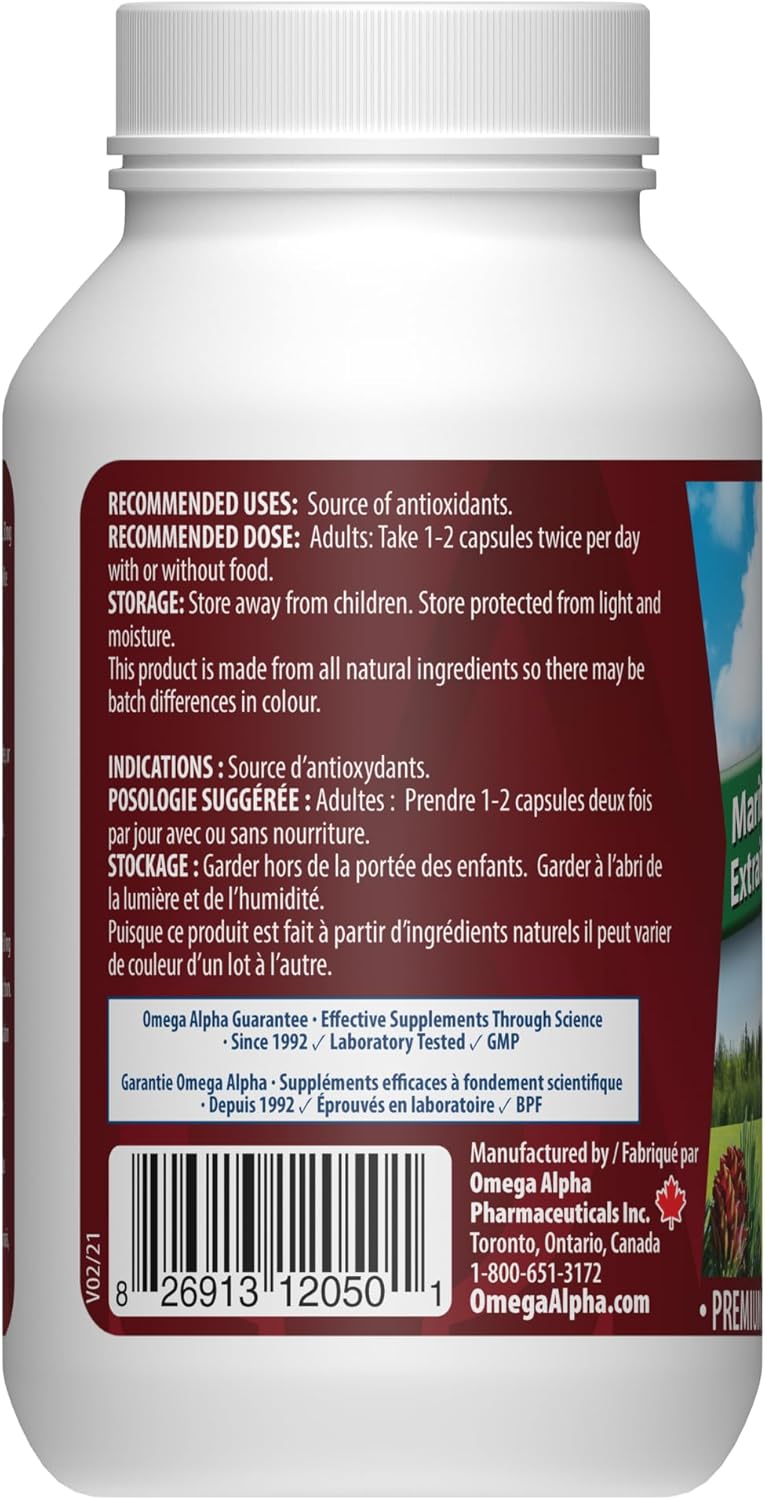 Omega Alpha Maritime Pine Bark Extract Anti Hypertenstion 60 Capsules : Health & Household