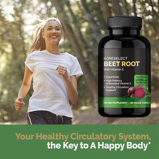 Beet Root 1000Mg Capsules With Vitamin E -Supplement, Immune Support, Athletic Performance With Vegan 60 Caps, For Women And Men