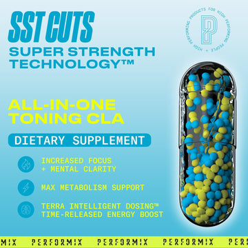 Performix - Sst Cuts - Thermogenic With Cla - Energy, Focus & Mood - Metabolism Support - Hunger Control - Nootropic - Pre Workout - Men & Women - 160 Servings - 2 Pack