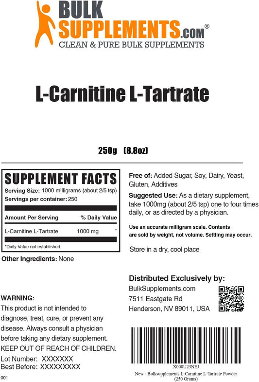 Bulksupplements.Com L-Carnitine L-Tartrate Powder - Carnitine Suppleme