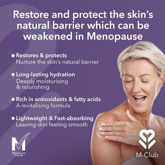M-Club Replenishing Body Lotion For Women & The Menopause - Hydrating Body Moisturiser For Dry Skin Is Fast-Absorbing Body Cream Restores & Protects The Skin β Made With Upcycled Coffee Oil - 250Ml