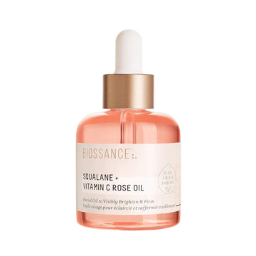 Biossance Squalane + Vitamin C Rose Advanced Facial Oil - Brightening, Firming, And Hydrating Serum For All Skin Types - Chios Crystal Oil, Damascus Rose Extract & Squalane For Radiance