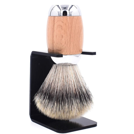 Taconic Shave Synthetic Silvertip Luxury Shaving Brush – Premium 22 Mm Knot, Ultra-Soft Bristles, Beechwood Handle, Includes Acrylic Stand & Gift Box