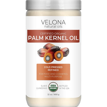 velona USDA Certified Organic Palm Kernel Oil - 32 oz | 100% Pure and Natural Carrier Oil | Refined, Cold Pressed | Face, Hair, Body & Skin Care | Use Today - Enjoy Results