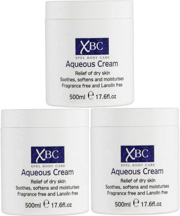 3 X 500Ml Xbc Aqueous Cream Emollient Large Tub Relief For Dry Skin
