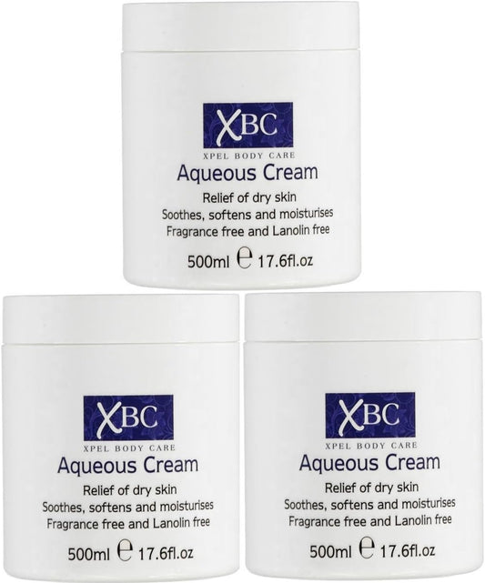 3 X 500Ml Xbc Aqueous Cream Emollient Large Tub Relief For Dry Skin