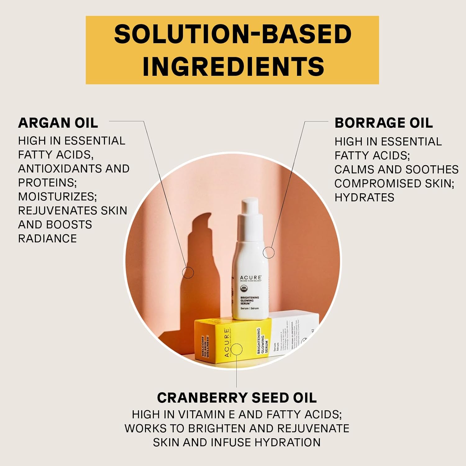 Acure Brightening Glowing Serum - Revitalize & Hydrate Face & Neck - Argan Oil, Pumpkin & Cranberry - Antioxidant Protection For All Skin Types- All Natural Hydrating Formula - 100% Vegan, 1 Fl Oz : Beauty & Personal Care