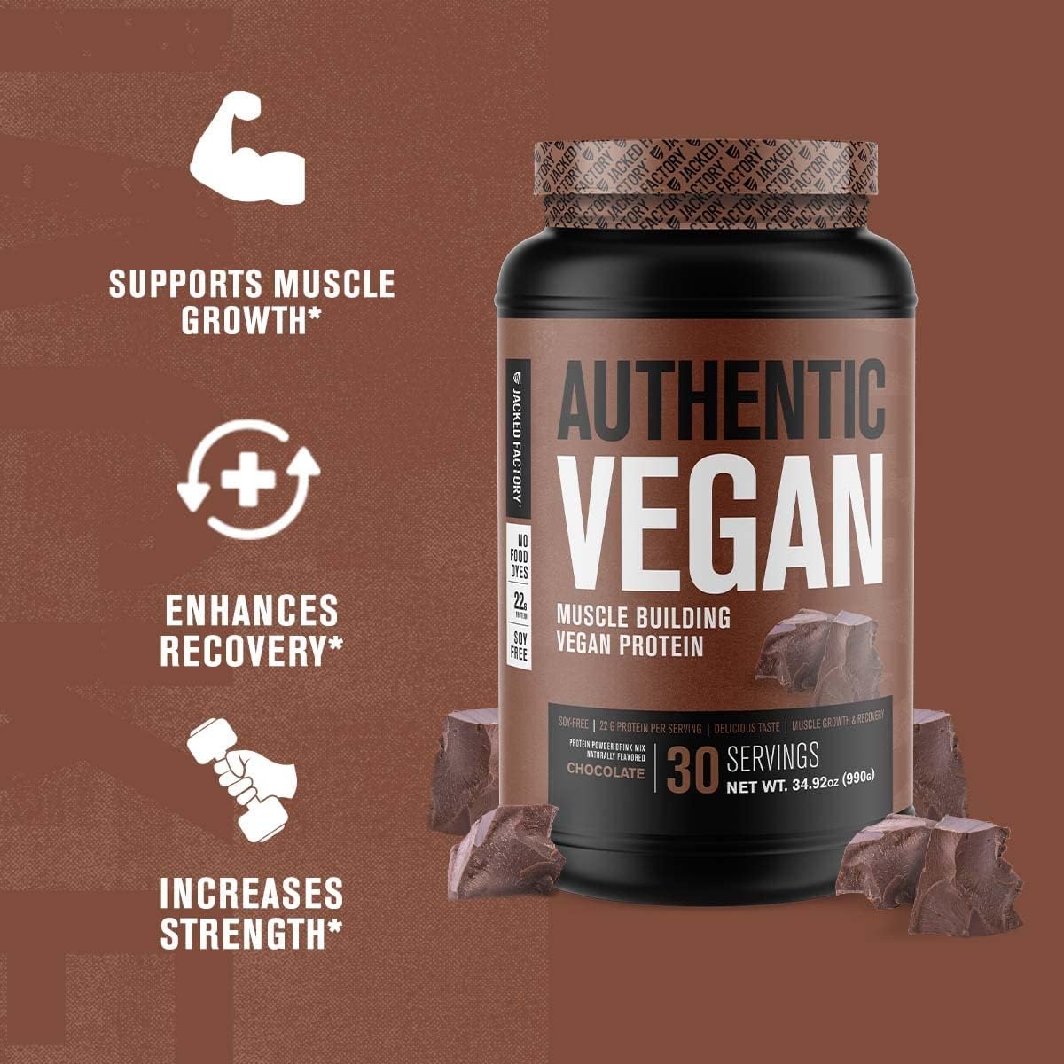 Authentic Vegan Plant Based Protein Powder - 22g of Muscle Building Pr