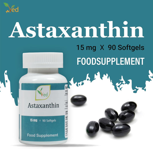 Ved Astaxanthin Capsules | Support Healthy Immune System | Support Joint And Tendon Health | 15Mg 90 Capsules Free Radical Eliminating Antioxidant
