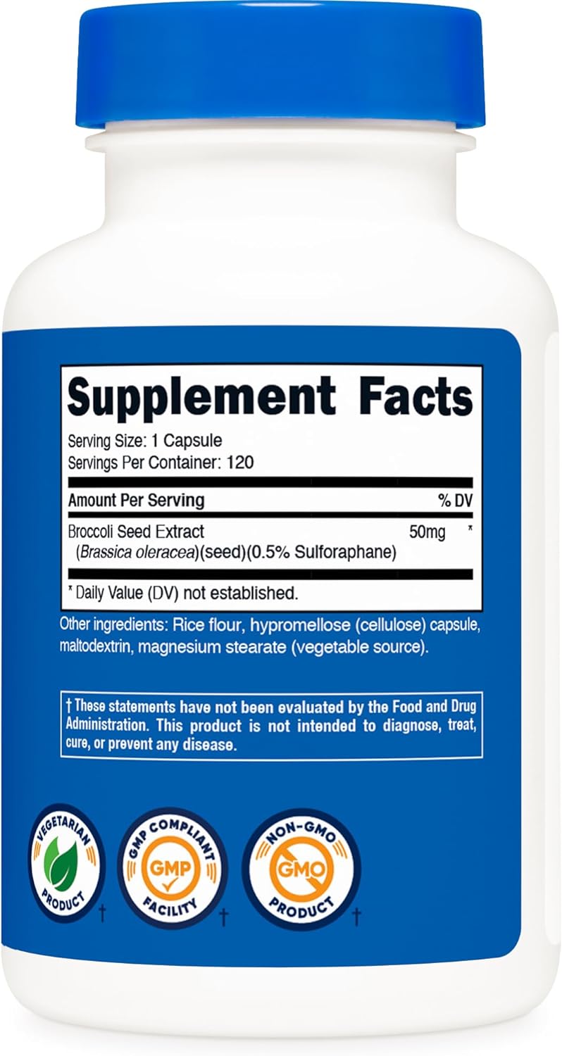 Nutricost Sulforaphane Glucosinolate (SGS) (120 Capsules) - 50 mg Broccoli Seed Extract Per Serving : Health & Household