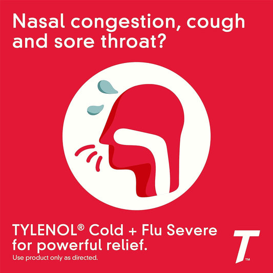 Tylenol Cold + Flu Severe Day & Night Caplets For Fever, Pain, Cough & Congestion Relief, 24 Count