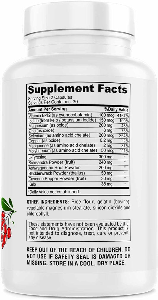 Thyroid Support - Advanced Formula With Iodine, Supports Metabolism & Energy, Supports Healthy Thyroid. Non-Gmo Thyroid Supplement - 60 Capsules