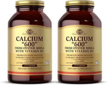 Solgar Calcium 600" - 240 Tablets, Pack Of 2 - From Oyster Shell With Vitamin D3 - Non-Gmo, Gluten Free, Dairy Free - 240 Total Servings