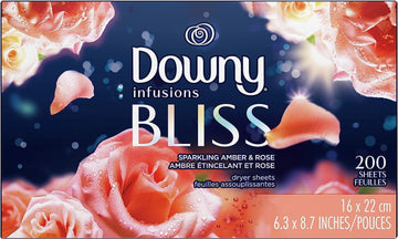 Downy Infusions Dryer Sheets, Laundry Fabric Softener, Bliss, Sparkling Amber & Rose, 200 Count