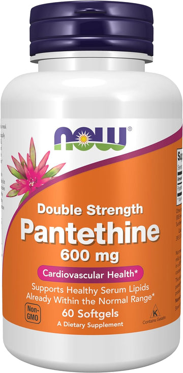 Now Supplements, Pantethine (Coenzyme A Precursor) 600 Mg, Double Strength, Cardiovascular Health*, 60 Softgels
