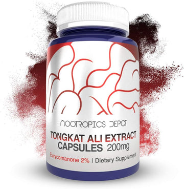 Nootropics Depot Tongkat Ali Extract Capsules | 200Mg | 60 Count | 2% Eurycomanone By Hptlc | Eurycoma Longifolia Root Extract