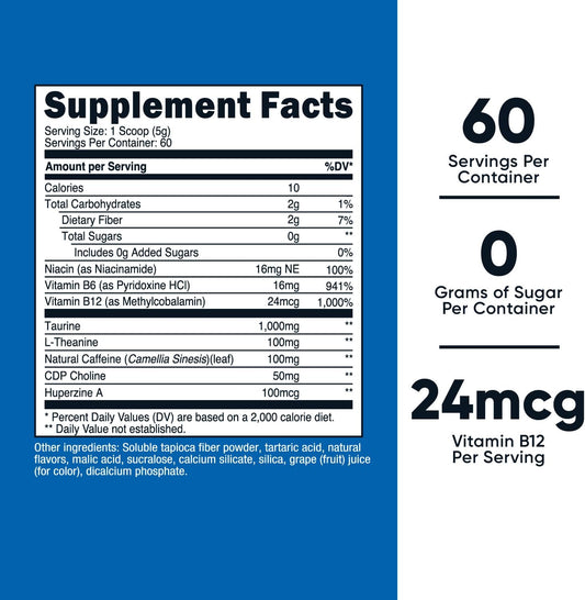 Nutricost Energy Drink Powder (Grape) (60 Servings) - Pre Workout Supplement With Natural Flavors - Non-Gmo, Gluten-Free