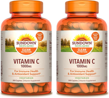 Sundown Vitamin C 1000Mg For Immune Support And Antioxidant Health, 300 Caplets (Value Pack Of 2)