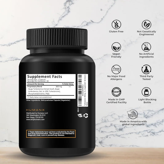 Humanx Turkesterone+ 800Mg - Usa Third Party Tested (Similar To Ecdysterone) For Muscular Development & Dynamic Athletic Performance - Natural Anabolic - Non Gmo, Vegan - Turkesterone Supplement