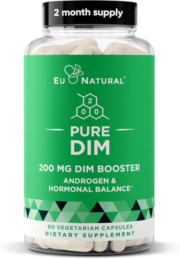 Dim Supplement Pure 200 Mg For Women Or Men – Estrogen Hormone Balance Supplement For Energy, Fatigue, Stress, Menopause, Hot Flashes – Enhanced Bioavailability Bioperine – 60 Vegan Soft Capsules
