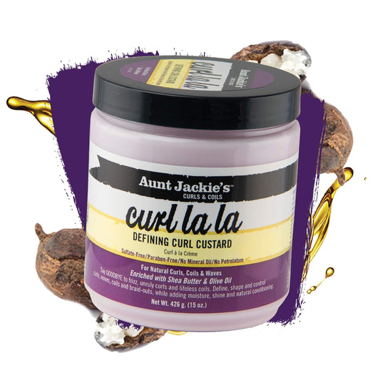 Aunt Jackie's Curls and Coils Curl La La Defining Curl Custard for Natural Hair Curls, Coils and Waves Enriched with shea Butter and Olive Oil, 15 oz, 6 Pack