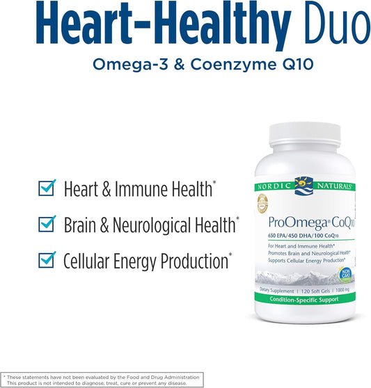 Nordic Naturals Proomega Coq10 - Fish Oil, 650 Mg Epa, 450 Mg Dha, 100 Mg Coq10, Promotes Neurological Health And Cellular Energy Production*, 120 Soft Gels