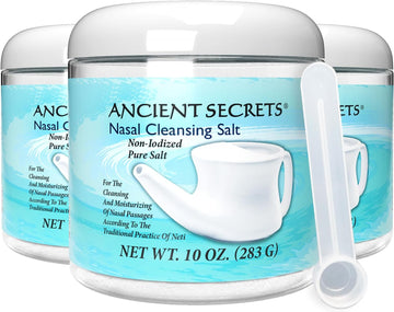 Ancient Secrets Nasal Cleansing Salt, Non-Iodized, 3-Pack β Usp-Grade Sodium Chloride For Any Neti Pot, Sinus Irrigation System, 10 Oz Ea