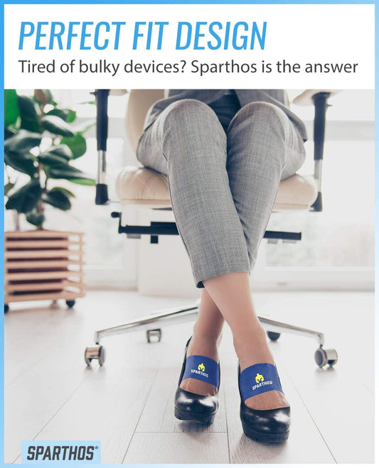 Sparthos Arch Support Brace - Plantar Fasciitis Support Brace - Foot Feet Brace, Ankle Pain Relief, Night Splint - Achilles Tendon Massager Flat Heel Wrap - For Men And Women (Blue-M)