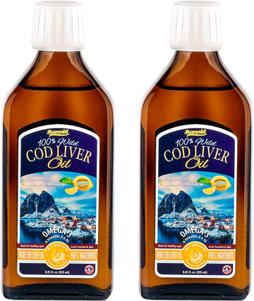 Sanniti 100% Natural Cod Liver Oil, Wild Caught Nordic, 250 Ml (Pack Of 2) (Lemon)