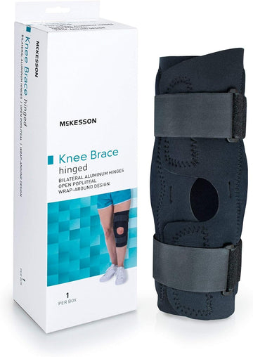 McKesson Knee Brace, Hinged / Open Patella / Open Popiteal, 2XL, 25 1/2 in to 28 in Circumference, 1 Count