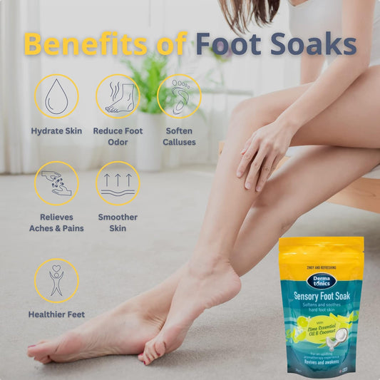 Dermatonics Sensory Foot Soak | Softens And Soothes Hard Foot Skin | With Lime Essential Oil And Coconut | Revieves And Awakens | Suitable For Vegans | 350 G