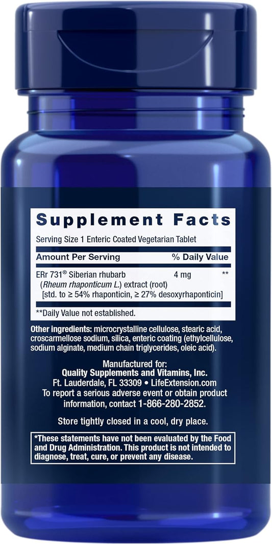 Life Extension Menopause 731 – Siberian Rhubarb – Menopause Supplement For Women – Ease Hot Flashes, Mood Swings, Night Sweats Relief – Gluten-Free, Non-Gmo, Vegetarian – 30 Tablets