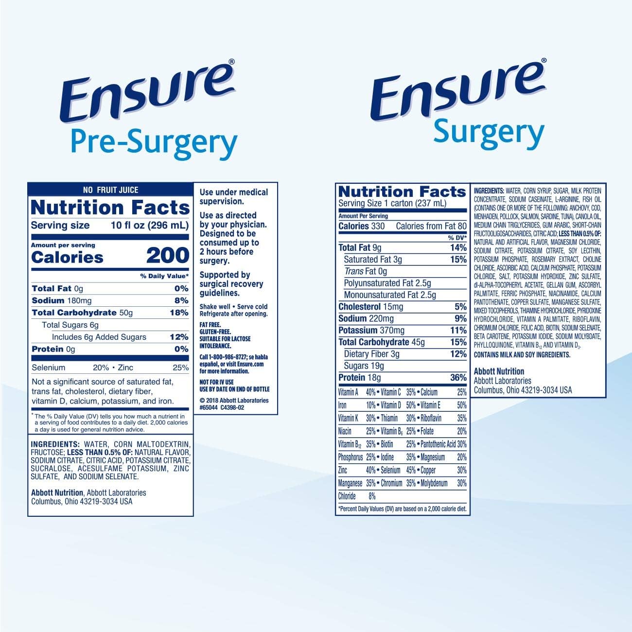 Ensure Surgery Perioperative 5-Day Bundle with 3 Ensure Pre-Surgery Clear Carbohydrate Drinks & 20 Ensure Surgery Immunonutrition Shakes : Health & Household